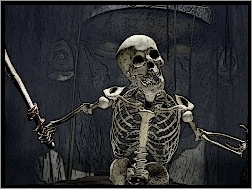 Halloween, szkielet z szablą