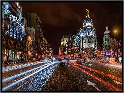 Hiszpania, Miasto, Ulica, Budynki, Madryt