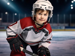 Kij, Kask, Chłopiec, Hokeista, Hokej, Zawodnik, Rękawice