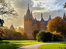 Park, Miasto Utrecht, De Haar Castle, Zamek de Haar, Holandia