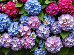 Różowe, Fioletowe, Niebieskie, Hortensje