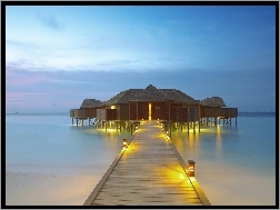 Hotelik, Molo, Malediwy, Morze