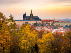 Hradczany, Czechy, Panorama, Domy, Jesień, Zamek Na Hradczanach, Praga, Katedra Świętych Wita Wacława i Wojciecha