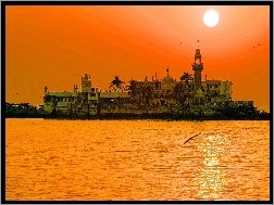 Indie, Meczet, Zachód Słońca, Morze