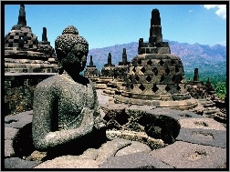 Indonezja, Posąg, Borobudur, Budowla, Budda