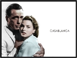 tło, Ingrid Bergman, Humphrey Bogart, Casablanca, białe