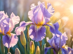 Liliowe, Irysy, Kwiaty, Grafika AI