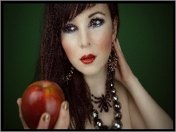 Jabłko, Biżuteria, Kobieta, Makijaż