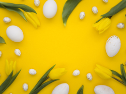 Jajeczka, Żółte, Kwiaty, Wielkanoc, Tulipany