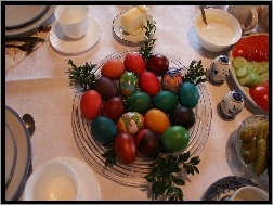 jajka, wielkanocny, Stół, malowane