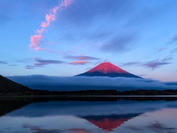 Japonia, Jezioro, Fudżi, Mgła