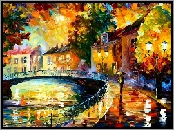 Leonid Afremov, Ulica, Jesień, Obraz