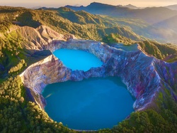 Góry, Kelimutu, Wulkan, Indonezja, Wyspa, Flores Island, Jeziora