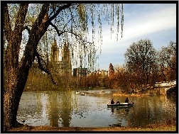 Budynki, Jezioro, Łódki