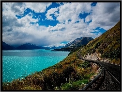 Góry, Jezioro Wakatipu, Nowa Zelandia, Queenstown, Droga