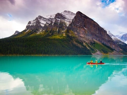 Prowincja Alberta, Jezioro Lake Louise, Kajak, Park Narodowy Banff, Kanada, Góry