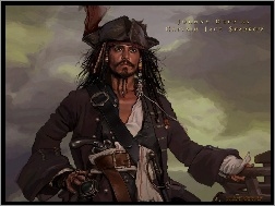 kapitan, Johnny Depp, Piraci Z Karaibów, rysunek