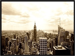 Drapacze, Jork, Empire State Building, Chmur, Miasto, Nowy