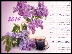 Kalendarz 2014, Filiżanka, Bzy, Kawy