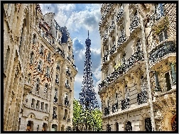 Kamienice, Francja, Paryż, Wieża Eiffla