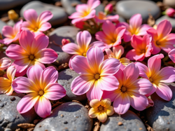 Kwiaty, Różowo-żółte, Kamienie