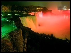 Kanada, Wodospad, Podświetlony, Niagara