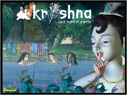 kąpiel, kobiety, Krishna, woda