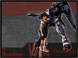 karabin, robot, Gundam Wing, człowiek
