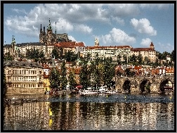 Most Karola, Wełtawa, Praga, Czechy, Zamek Hradczany