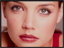 usta, Katie Holmes, szminka, duże, różowe, oczy