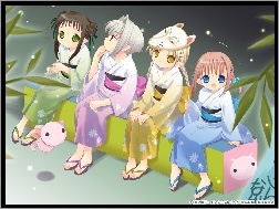 kimona, kotek, Bottle Fairy, dziewczyny