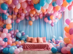Sypialnia, Kolorowe, Balony, Grafika, Baloniki