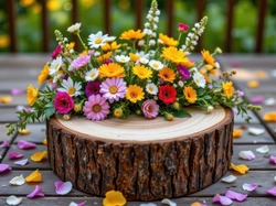 Kwiaty, Drewna, Płatki, Gruby, Deski, Kwiatów, Plaster, Kolorowe