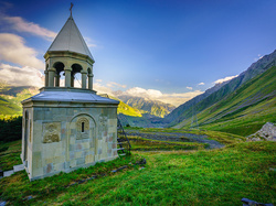 Gruzja, Kościół Ioane Natlismcemeli, Kaukaz, Góry, Stepancminda