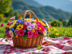 Koc, Kwiaty, Wiklinowy, Koszyk, Kolorowe, Góry