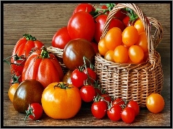 Koszyk, Różne, Pomidory, Kolorowe, Odmiany