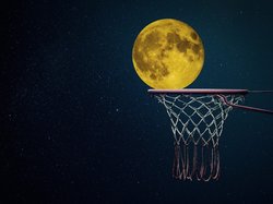 Noc, Koszykówka, Gwiazdy, Pełnia księżyca, Księżyc, Kosz