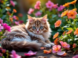 Rudy, Kot, Kwiaty, Grafika AI