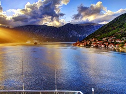 Chmury, Kotor, Czarnogóra, Zachód Słońca, Góry, Miasto