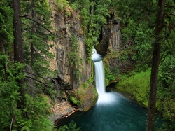 Oregon Stany Zjednoczone, Wodospad Toketee, Las, Park Narodowy Jeziora Kraterowego