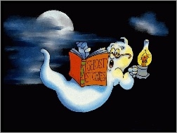 książka, księżyc, Halloween, duch