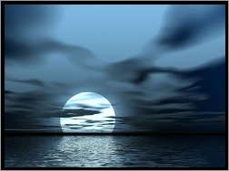 Morze, Księżyc, Chmury