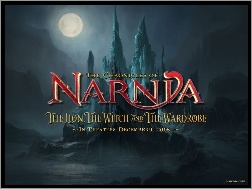 napis, księżyc, zamek, The Chronicles Of Narnia, noc