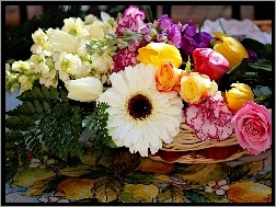 Kwiatów, Kolorowych, Bukiet, Różnorodnych