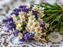 Bukiet, Lawenda, Białe, Kwiaty