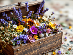 Drewniana, Skrzynka, Lawenda, Kwiaty