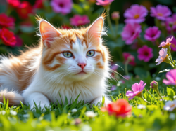 Kot, Biało-rudy, Kwiaty