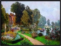 Kwiaty, Pałac, Ogród, Staw