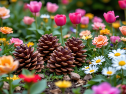 Kwiaty, Kolorowe, Szyszki
