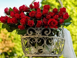 Kwietnik, Róże, Czerwone, Bukiet